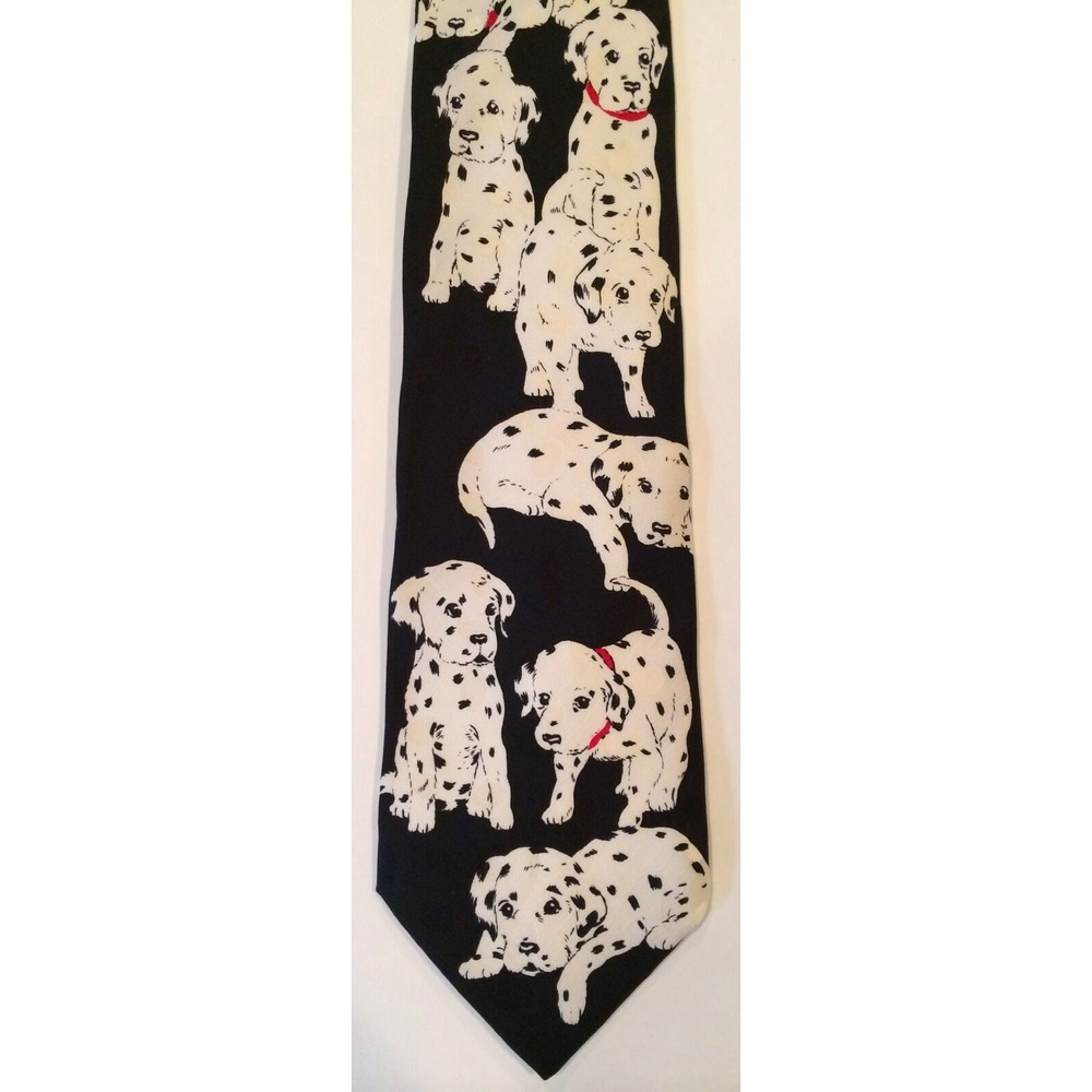 Dalmatian Dog Puppy Neck Tie 100% Silk For Pet Lovers Vet Fire Fighter‎